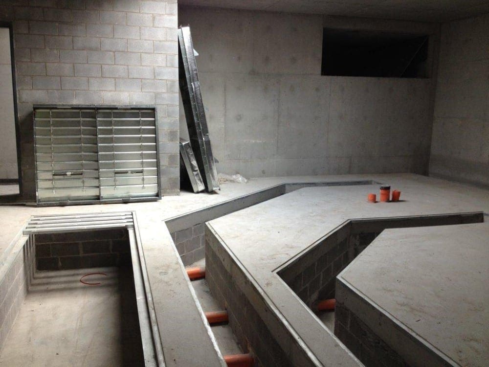 Concrete cable trenches in control house