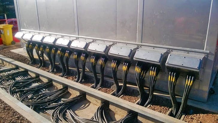 Cables entries in control house