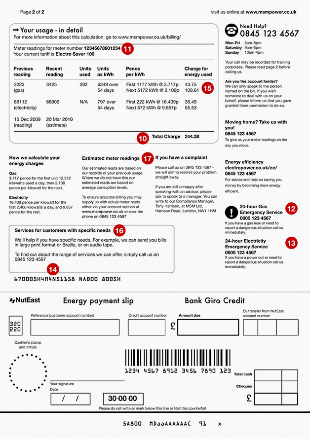 Electricity bill example Electricity bill example