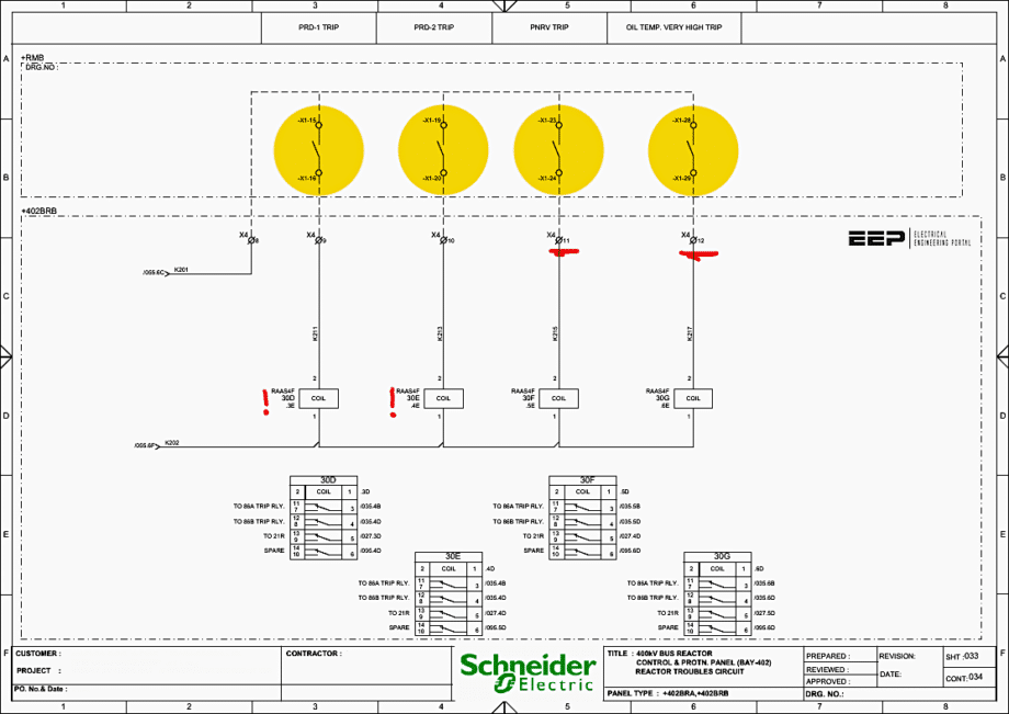 Technical Analysis of 400kV Reactor Troubles Circuit Schematics